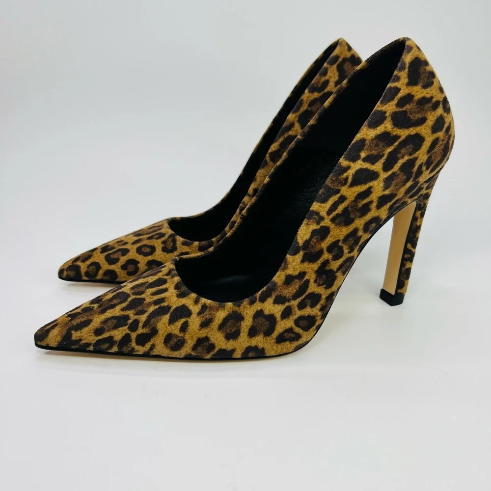 NWOT Good American Leopard Print Suede Leather Pump size 4